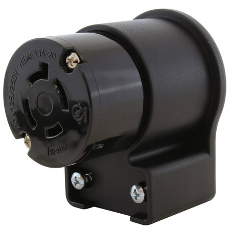 Ac Works Locking Connector, L14-20R, 20 A, 125/250V AC, Single Phase, Black ASEL1420R